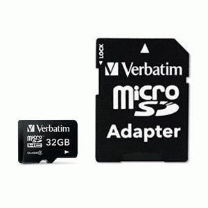 CARTÃO DE MEMÓRIA VERBATIM 32GB MICRO SDHC CARD + 1 ADAPTADOR CLASSE 4  R$ 77,00